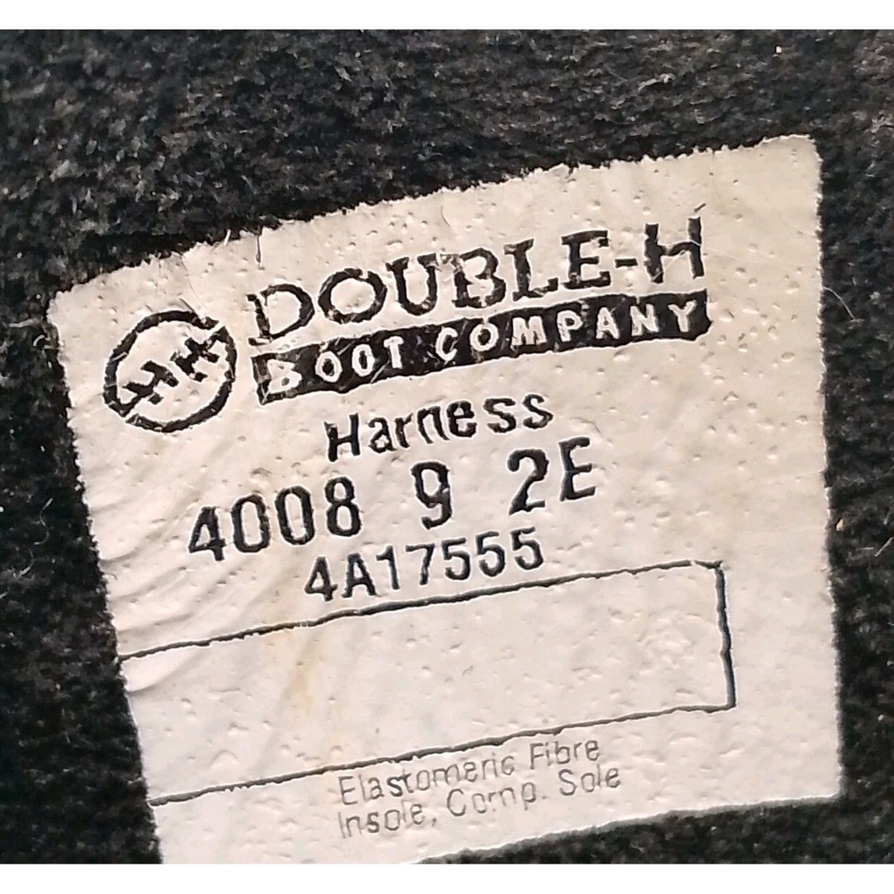 Double H HH Boot Company Mens Size 9 2E Wide Black Leather Harness Made In USA - Picture 5 of 14